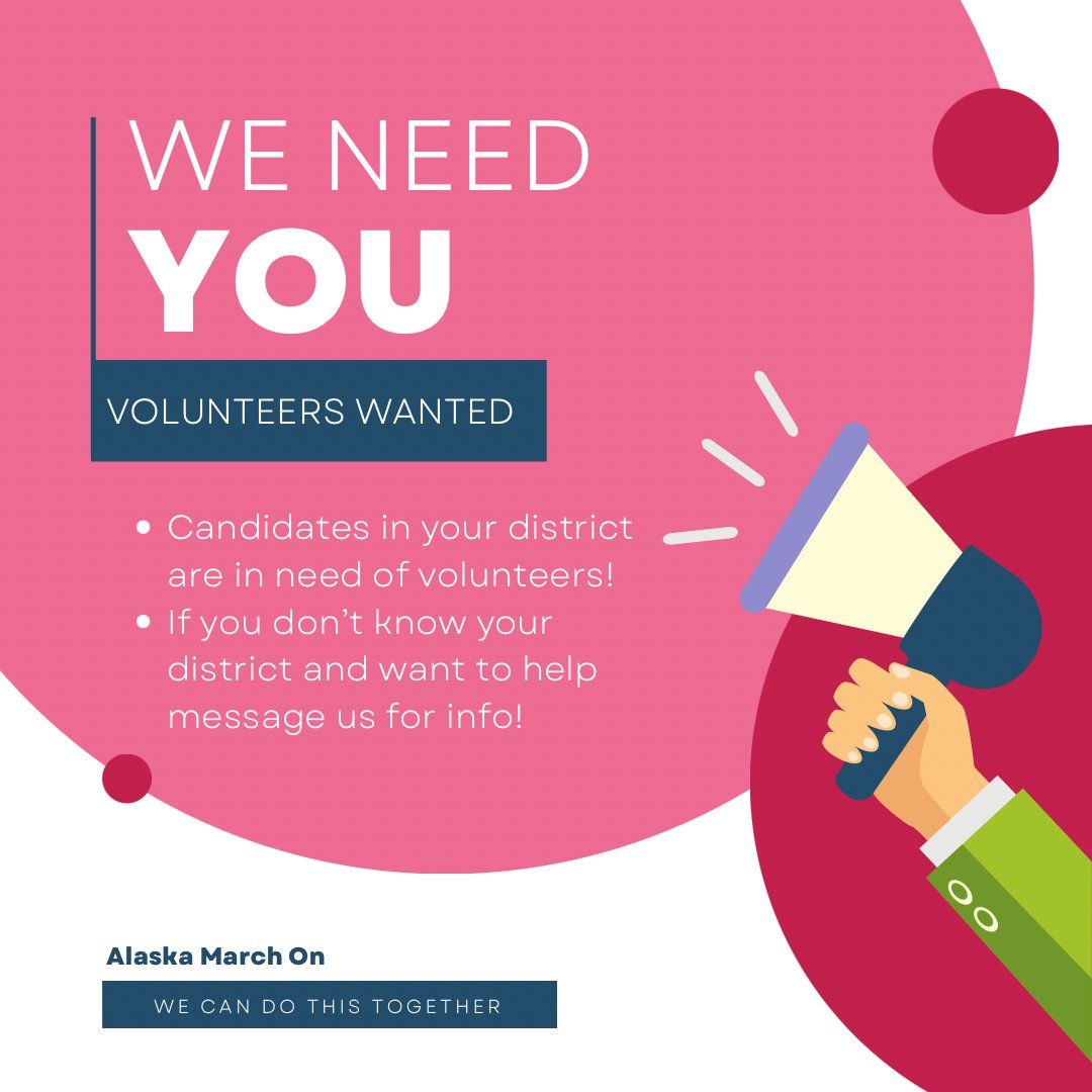 AlaskaMarchon's tweet photo. Please let us know if you would like to help candidates in your area! November is almost here and we’ve got work to do!!! Any help is greatly appreciated! #vote #alaska #voteforchange #wecandothis https://t.co/XbJKT37Vr3