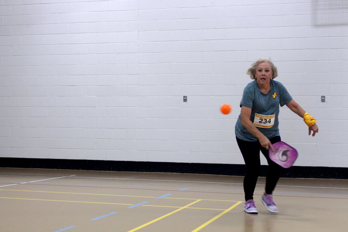 cspyyc's tweet photo. Pickleball for Life - currently tied as the largest #RunforLife2022 team - came together this morning to play Pickleball, share refreshments and remember loved ones lost to suicide 🧡 https://t.co/OIyBp6RkpU