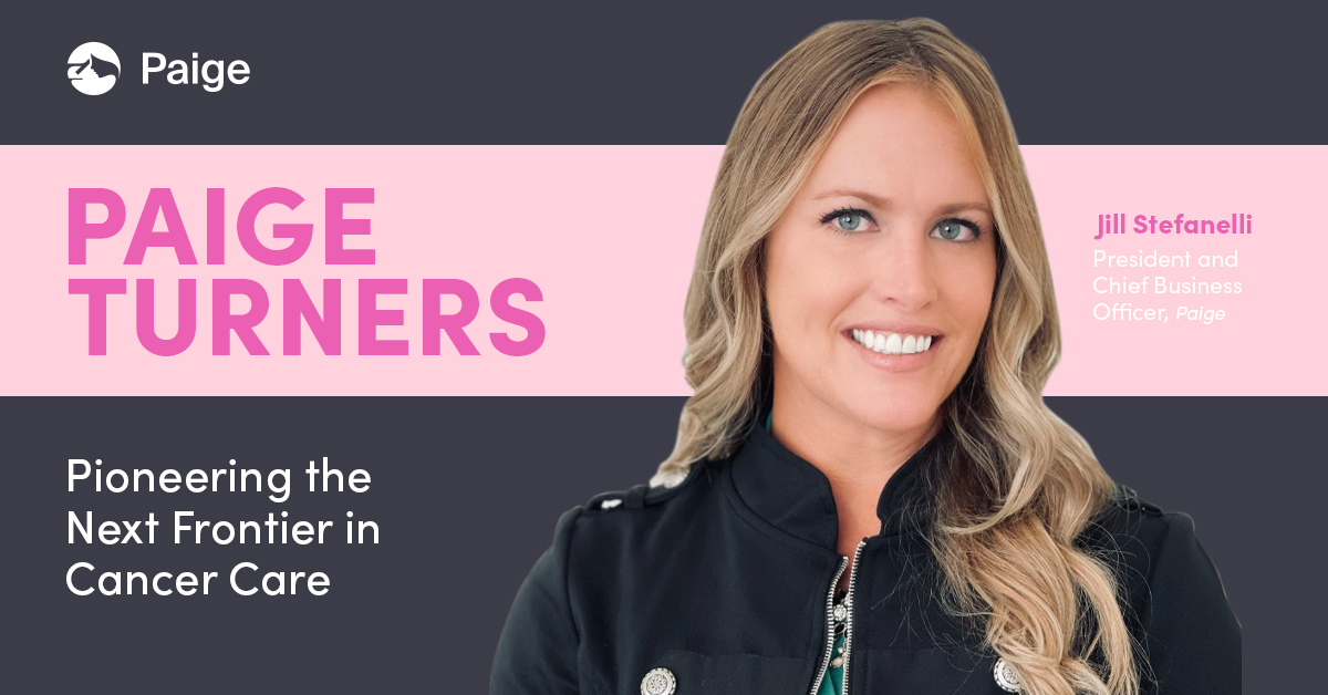 paige_ai's tweet photo. Jill Stefanelli, President and Chief Business Officer at Paige is being recognized as a Paige Turner for her lifelong commitment to finding a cure. Read more on her story and the work she is doing to transform cancer care: https://t.co/WklAlfaTVa https://t.co/vHS9HL6s16