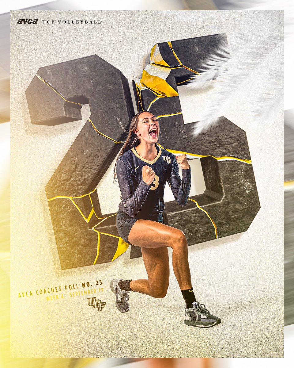 UCF_Volleyball's tweet photo. Cracked the Top 25 ☑️

#ChargeOn https://t.co/fHGLUbL3yR