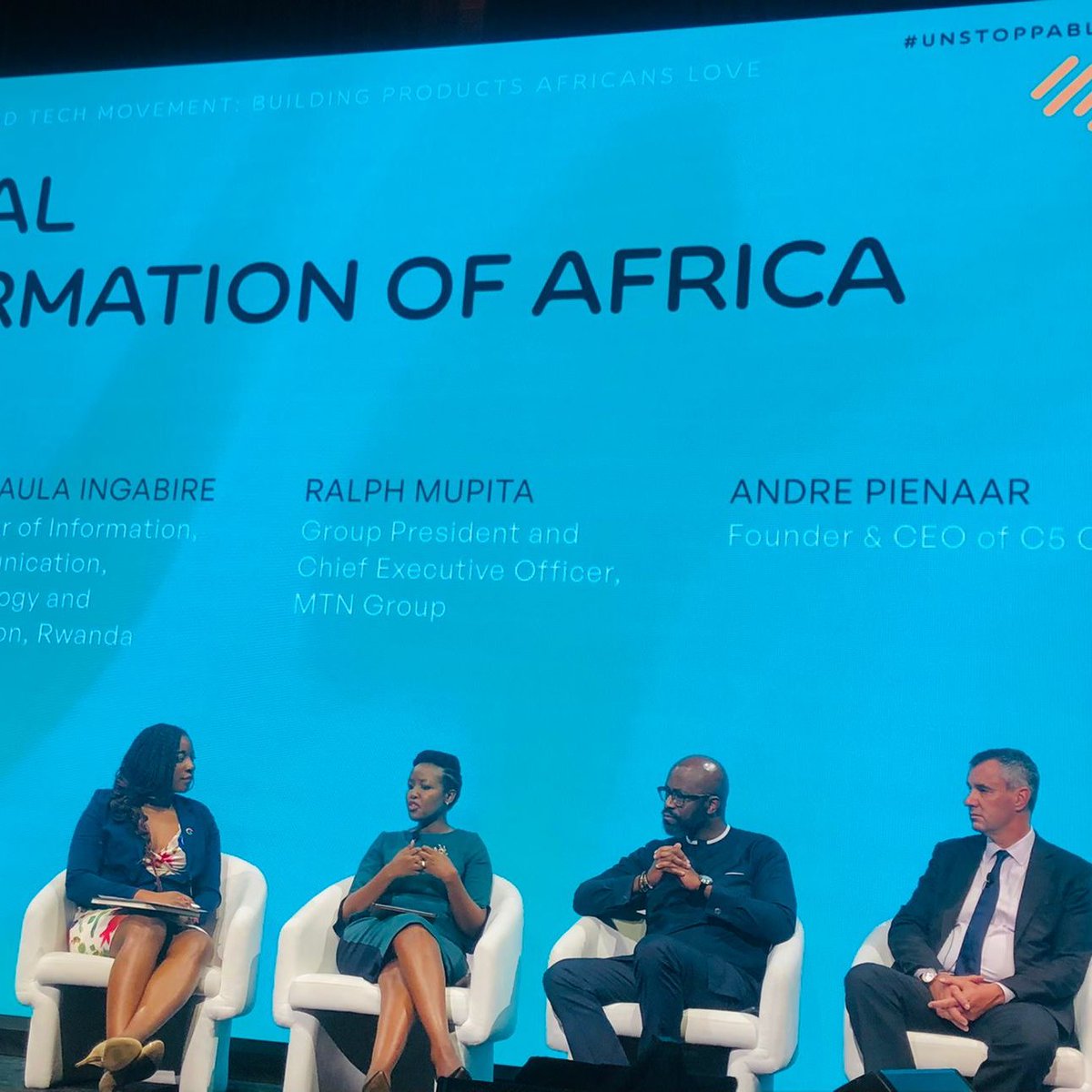 RwandaICT's tweet photo. Earlier on a panel, Min @MusoniPaula noted “Digital Transformation is an urgent priority for Rwanda as a landlocked country with limited natural resources...for us digital &amp; innovation are vertically not horizontally related, for cross sectoral growth” #UNGA77  #UnstoppableAfrica https://t.co/c290MXAa5u