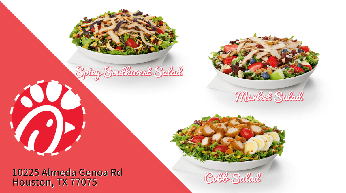 Chick-fil-A is best known for their delicious nuggets but have you tasted their scrumptious salads?
Chick-fil-A 45 &amp; Almeda 
Restaurant menu: chick-fil-a.com/locations/tx/i…