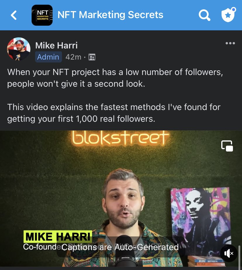 Just launched a private FB group for NFT creators to learn the best marketing and launch strategies.

If you want an invite, lmk 👇 and I’ll DM ya