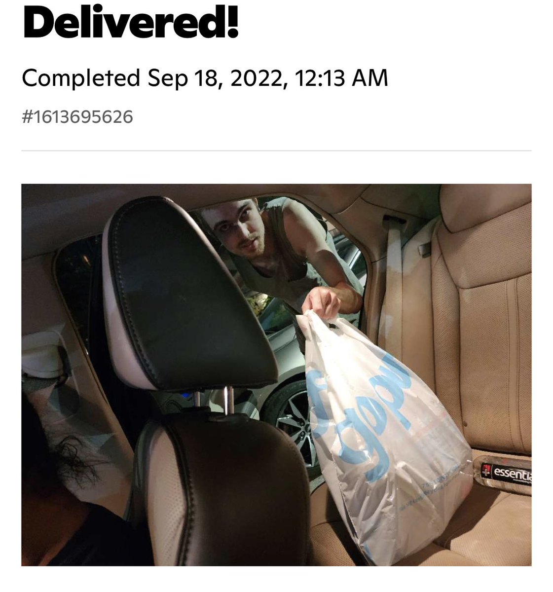 NoSesameTV's tweet photo. GoPuff driver did me dirty https://t.co/g7MArsFZuQ