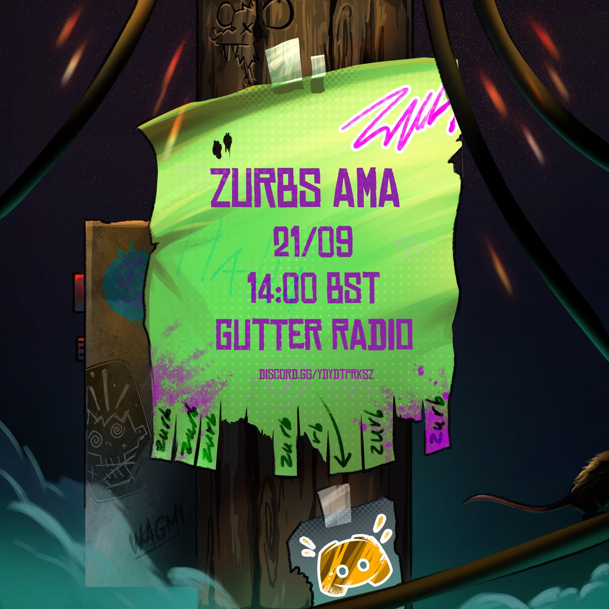 ZurbsNFT's tweet photo. The Gutter Radio will be hosting an AMA session with Founder @Z0mbNFT and @lollyNFT_🧪📻

[https://t.co/KvKsPgjvrg]

#nftcommunity https://t.co/mM64oY0qEp