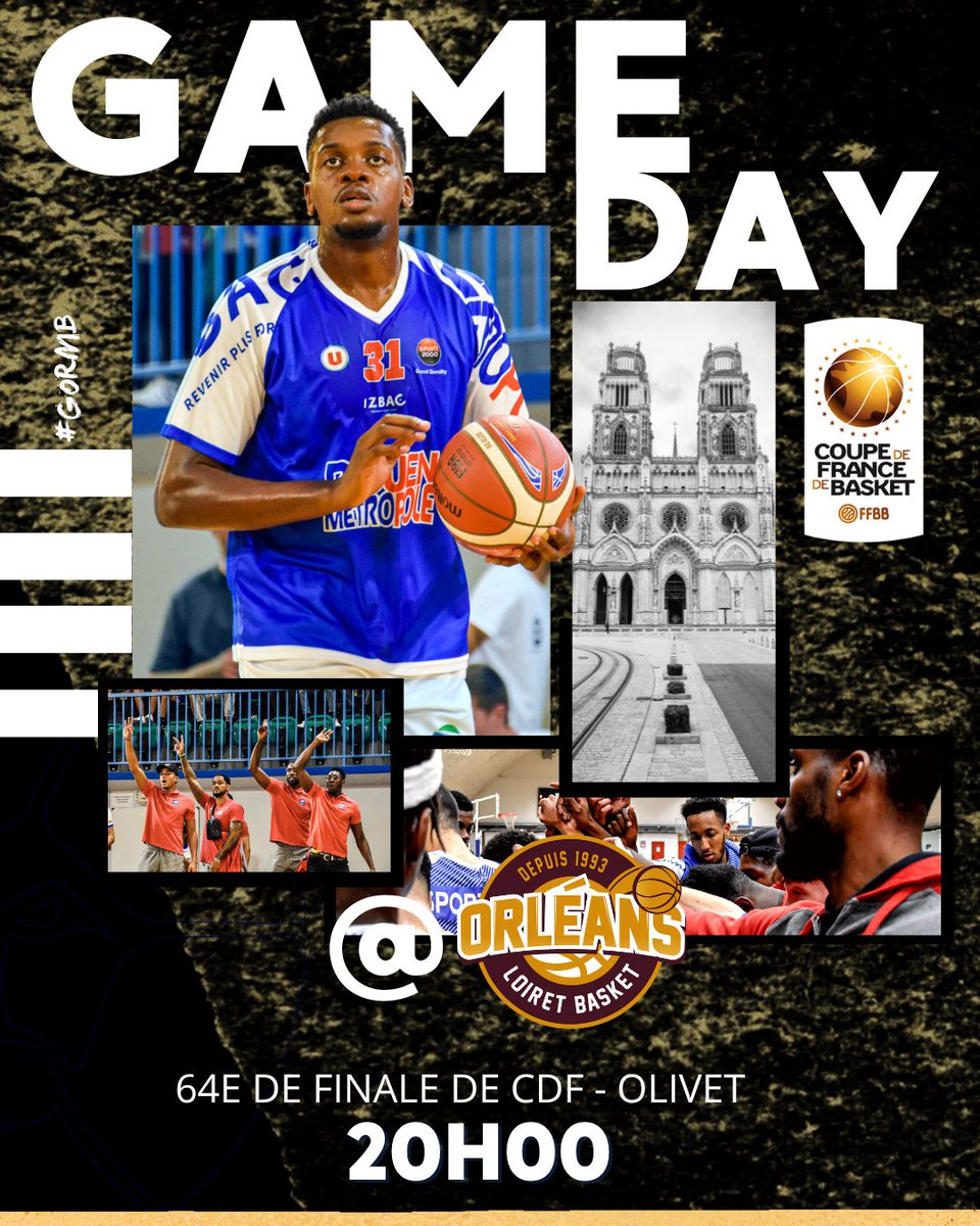 RouenMBasket's tweet photo. 𝐆𝐀𝐌𝐄𝐃𝐀𝐘 | ⏰
Premier tour de la #CDFBasket, Le RMB jouera ce soir son premier match officiel de la saison !
🆚 @OLB45
⌚ 20 : 00
📍 Olivet (proche d'Orléans)
Pas de retransmission🙄
#GORMB #CDF23 #RMBOLB https://t.co/MLC41Pyy3I