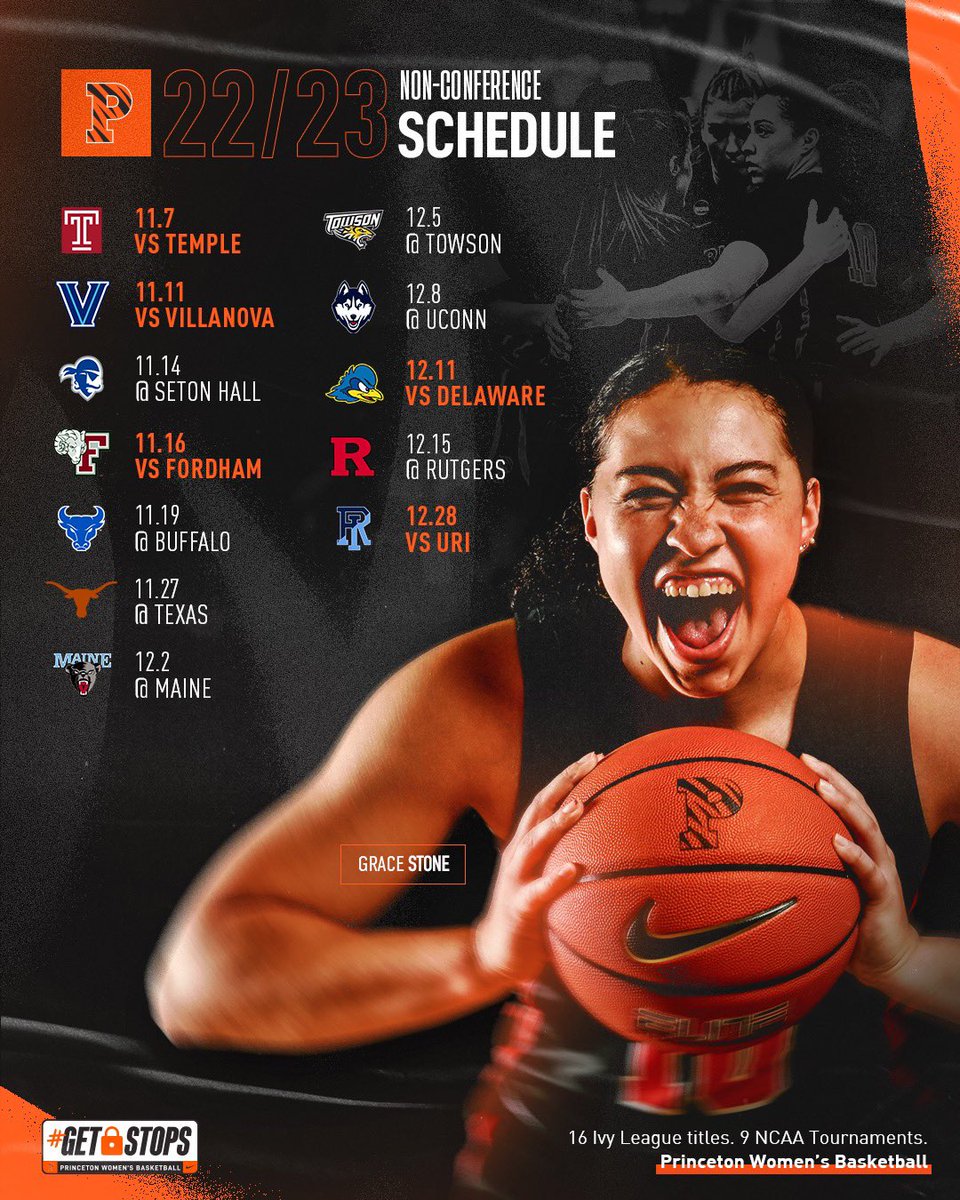 PrincetonWBB's tweet photo. 2022-23 Non-Conference schedule just dropped! 🍿🐯

Season tickets on sale tomorrow! 🎟⤵️
🔗: https://t.co/OhiS5tmv4r https://t.co/Sk69ZV72DL