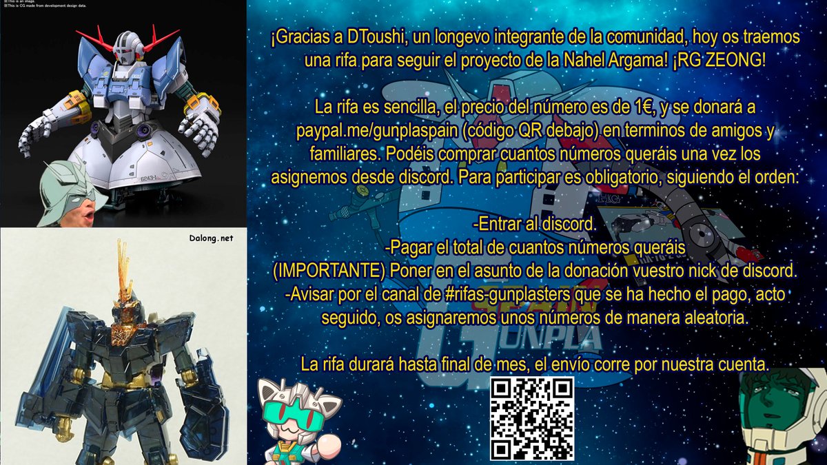PlamoSpain's tweet photo. ¡Aquí está el banner actualizado de la rifa! ¡Queda medio mes, y vuestras compras de numero ayudan a que el proyecto de la Nahel Argama siga adelante! https://t.co/7jMSoFOIhA