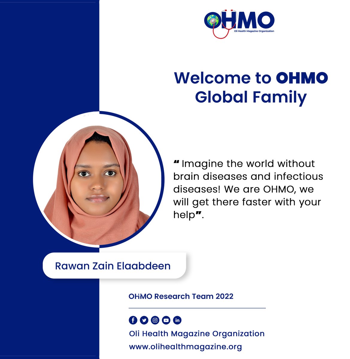 OliHealthOrg's tweet photo. Dear Rawan Zain Elaabdeen,
Welcome to OHMO Global Research Team🔬🧬🧠 🗺
Together we can do more to improve people's welfare completely and successfully.
#OliHealthMagazineOrganization #research #OHMO #RwOT #scicomm #MedTwitter #phdlife #PhD #MedEd https://t.co/pOGdwPgUxW