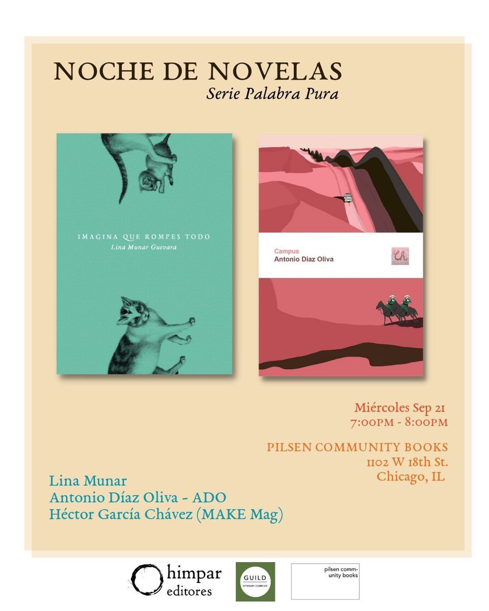 chatosinhumanos's tweet photo. Mañana, 21 de septiembre, en la librería @PilsenCommBooks, Lina Munar y @TheAntonioAdo. ¡! 👏 https://t.co/gPLuKUxJbn