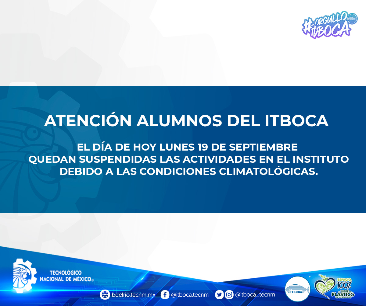 itboca_tecnm's tweet photo. 🚨 Atención Alumnos del ITBOCA 🌧 #OrgulloITBoca #TodosSomosTecNM https://t.co/U8OWGW2bzz