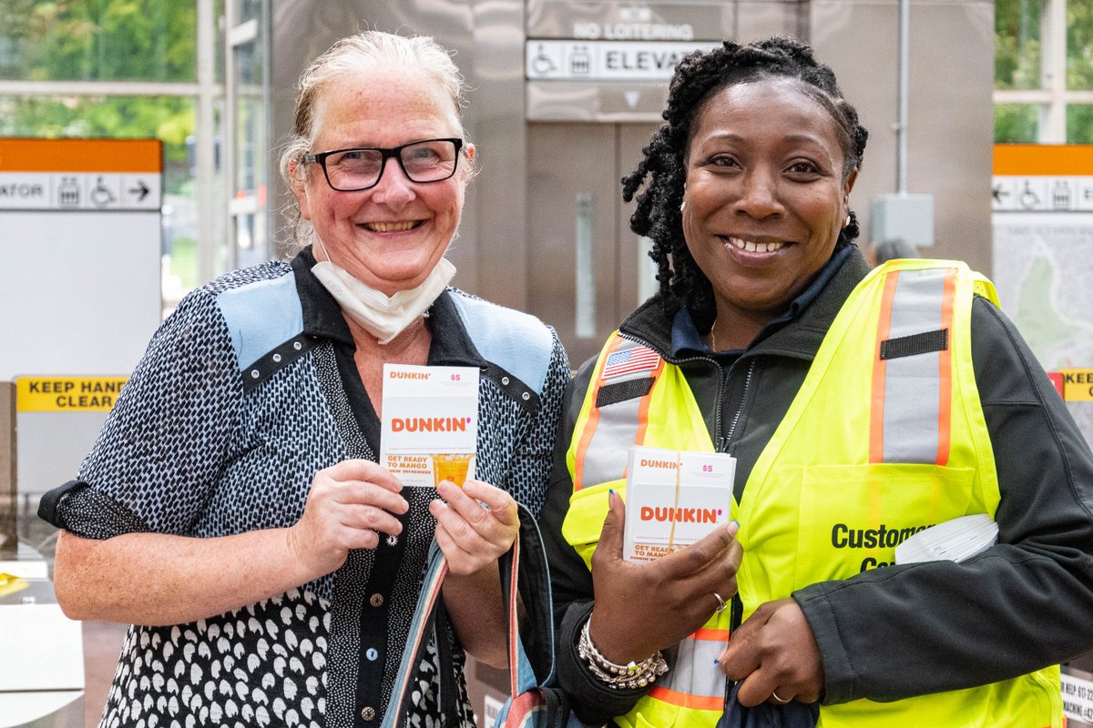 MBTA's tweet photo. We missed our Orange Line riders &amp; are excited to welcome them back after the 30-day closure. As a token of our appreciation, we’re giving away @dunkindonuts $5 gift cards at select Orange Line stations.

To Orange Line riders, thank you for your patience while #BuildingABetterT. https://t.co/RI3DtiiWgc