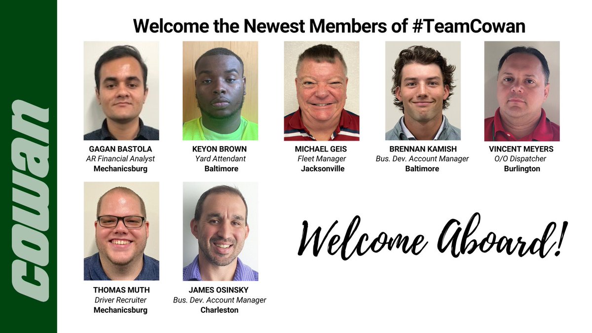 More #TeamCowan members coming on board - Love to see it! If you're looking for a new job in  trucking &amp; logistics, WE ARE HIRING!  Marketing, Billing, IT, Logistics, Operations, and more. Visit our website, pick out your spot and apply today! cowansystems.com/careers/