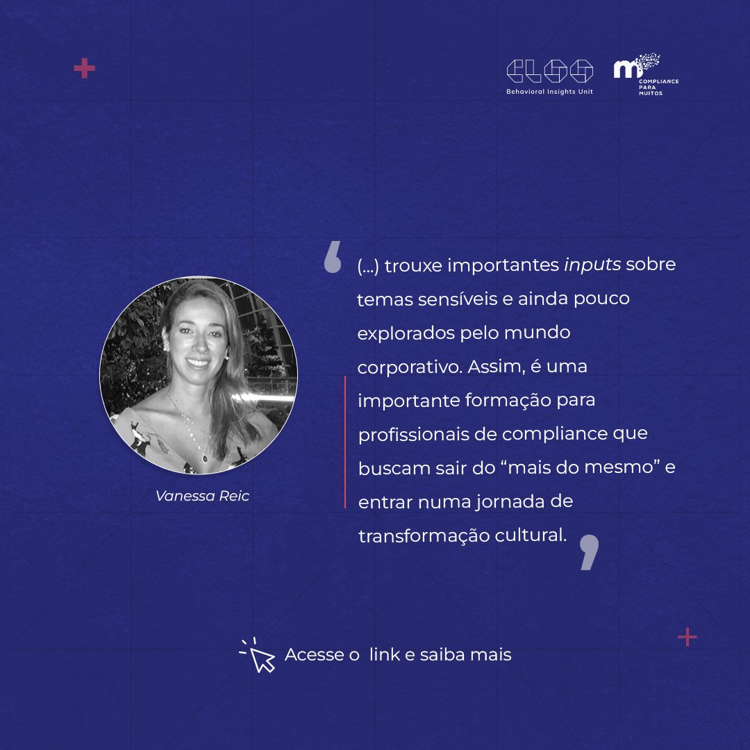 A <a href="/CLOO/">Cloo Network 2</a> agradece à @VanessaReic pelo testemunho sobre a nossa Formação Compliance Comportamental: Fundamentos e Práticas. 

Para mais informações sobre a NOVA TURMA da nossa Formação, é só acessar: cloo.pt/compliance-com… 

#compliance #cienciascomportamentais #integridade #etica