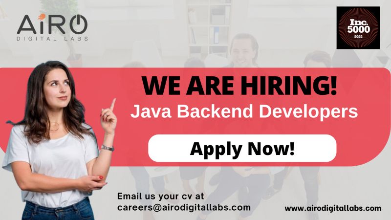 AiRoDigitalLabs's tweet photo. Come, join us and experience a better work-life balance that helps you grow personally and professionally. Currently we are looking for 5 Java backend developers. Apply for the position now - https://t.co/YQAvCMZsOZ

  #hiring2022 #jobvacancies #career #javabackenddeveloper https://t.co/5VLipOnN2S