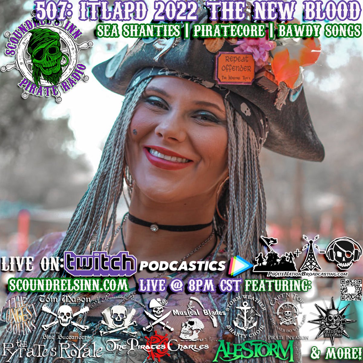scoundrelsinn's tweet photo. It's #talklikeapirate day, perfect chance to check us out! We'll be live tonight at our usual time of 8pm central; until then we have hours (ok days, weeks) worth of episodes filled with pirate music to listen to all day long! https://t.co/7euAq7EAXW #piratemusic #pirateslife https://t.co/pdWJYO2tRS
