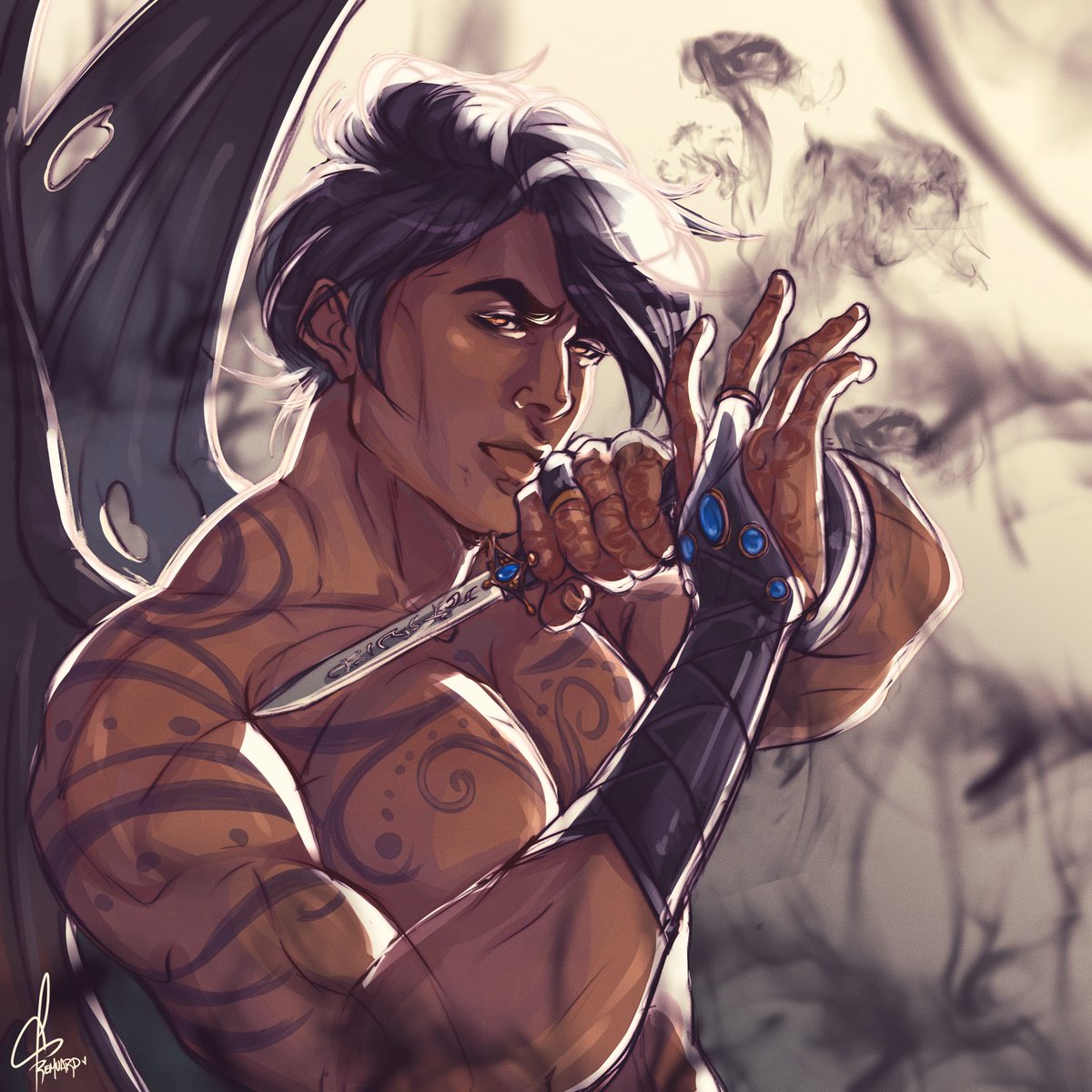 𝑻𝒉𝒆 𝑺𝒉𝒂𝒅𝒐𝒘𝒔𝒊𝒏𝒈𝒆𝒓⁣

 ⊱❊⊰⁣⁣⁣

⁣⁣⁣⤞ art by <a href="/Fremuard/">Fremuard 🦇 | Working on Comms</a> (💙)
⤞ commissioned by me
#azrielshadowsingerweek / <a href="/AzrielWeek/">Azriel Shadowsinger Week</a> 

⊱❊⊰⁣⁣⁣
Do not repost, please.
#azriel #acotar #booktwt #fanart