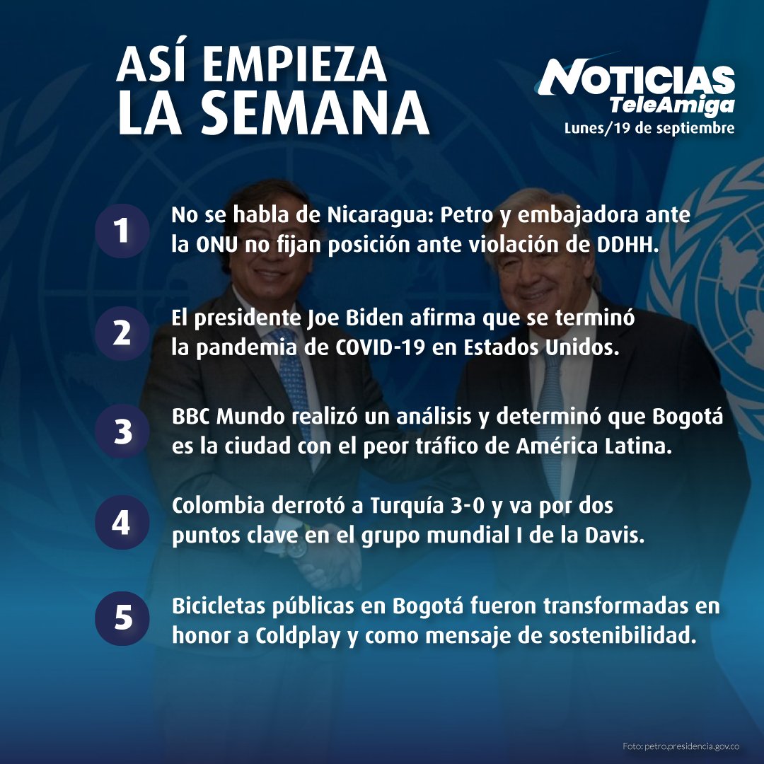 Canalteleamiga's tweet photo. 🎬 Estos son los hechos más importantes de hoy lunes #19DeSeptiembre de 2022
La ampliación de estas y otras noticias en nuestra emisión central de lunes a viernes a las 6:30 p.m. y en nuestra señal en vivo https://t.co/eb5n2BLuu9
#Teleamiga #Televisión #noticias
#Nacional https://t.co/2aeNc4Hgw0