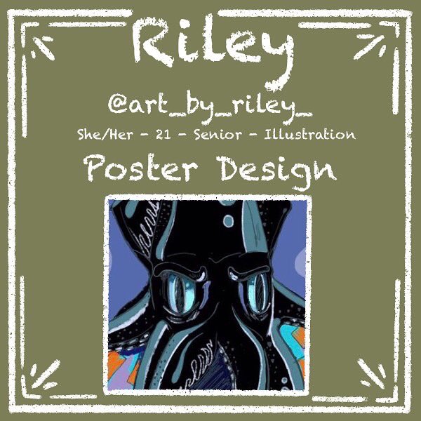 CCADISC's tweet image. Hello! my name is Riley I’m the person behind the poster designs for ISC. I’m a senior illustration major who loves Star Wars, cowboys and meeting new people! I try my best to attend illustration meetings so don’t hesitate to come up and talk to me!