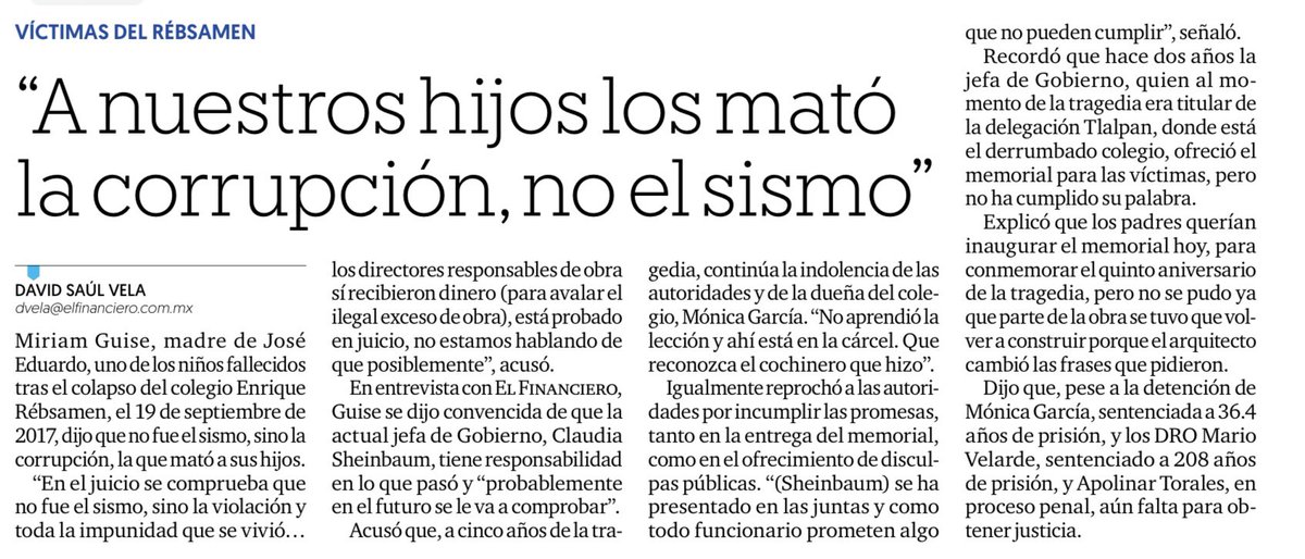 davosv2004's tweet photo. #VIRAL

@Miri1709 madre de José Eduardo, una de las 26 victimas del Colegio Rebsamen, entre ellas 19 niñas y niños, dijo a @ElFinanciero_Mx que NO fue el SISMO de 2017, sino la CORRUPCION la que mató a sus hijos… https://t.co/nGlmQ6qzGZ