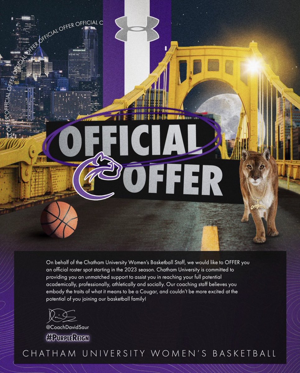 cassidy07525997's tweet photo. After an amazing visit with head coach @CoachDavidSaur I am so excited to announce that I have received an offer to play for @chathamwbb. Thank you so much coach for this opportunity! https://t.co/OmOcq5y36k