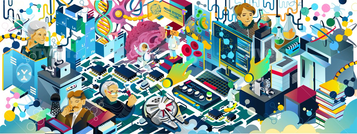 MEDIASystemLab's tweet photo. Nella nuova grafica a parete che caratterizza la nostra facility a Rovereto sono nascosti molti dettagli ed alcuni personaggi noti. Riconoscete la scienziata nel dettaglio?
#mediasystemlab #trentinosviluppo #BeFactory #scienza #placetowork https://t.co/XyDj1KYh3E
