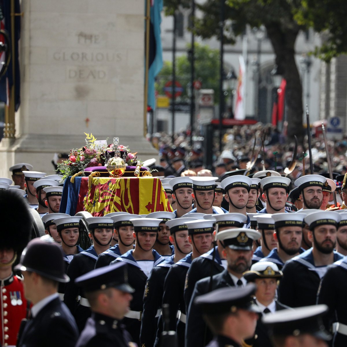 RoyalNavy's tweet photo. A final farewell to Her Majesty Queen Elizabeth II.

Thank you for your service Ma'am.