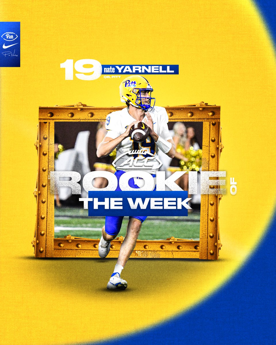 Pitt Football (@pitt_fb) on Twitter photo 🏆 ACC Rookie of the Week 🏆
Nate Yarnell » <a href="/NateYarnell/">Nate Yarnell</a>
9-of-12, 179 yards, 1 TD in first start
#H2P » <a href="/ACCFootball/">ACC Football</a> 🏆 ACC Rookie of the Week 🏆
Nate Yarnell » <a href="/NateYarnell/">Nate Yarnell</a>
9-of-12, 179 yards, 1 TD in first start
#H2P » <a href="/ACCFootball/">ACC Football</a>