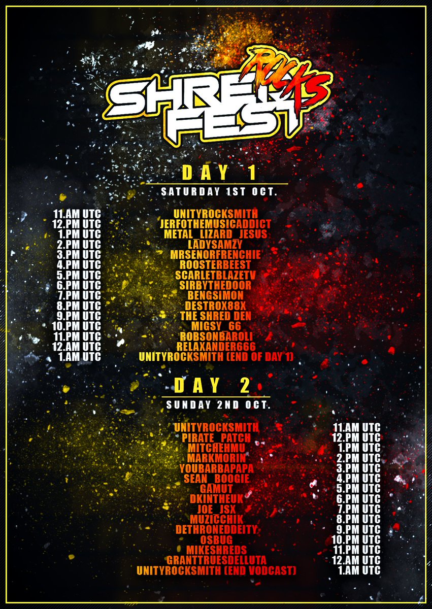 UnityShredfest's tweet image. Shredfest Rocks is go! Our annual non Rocksmith event, showcasing some of the finest music content creators on Twitch is in just under 2 weeks! And as usual we are doing it all for a good cause, which we will announce shortly.