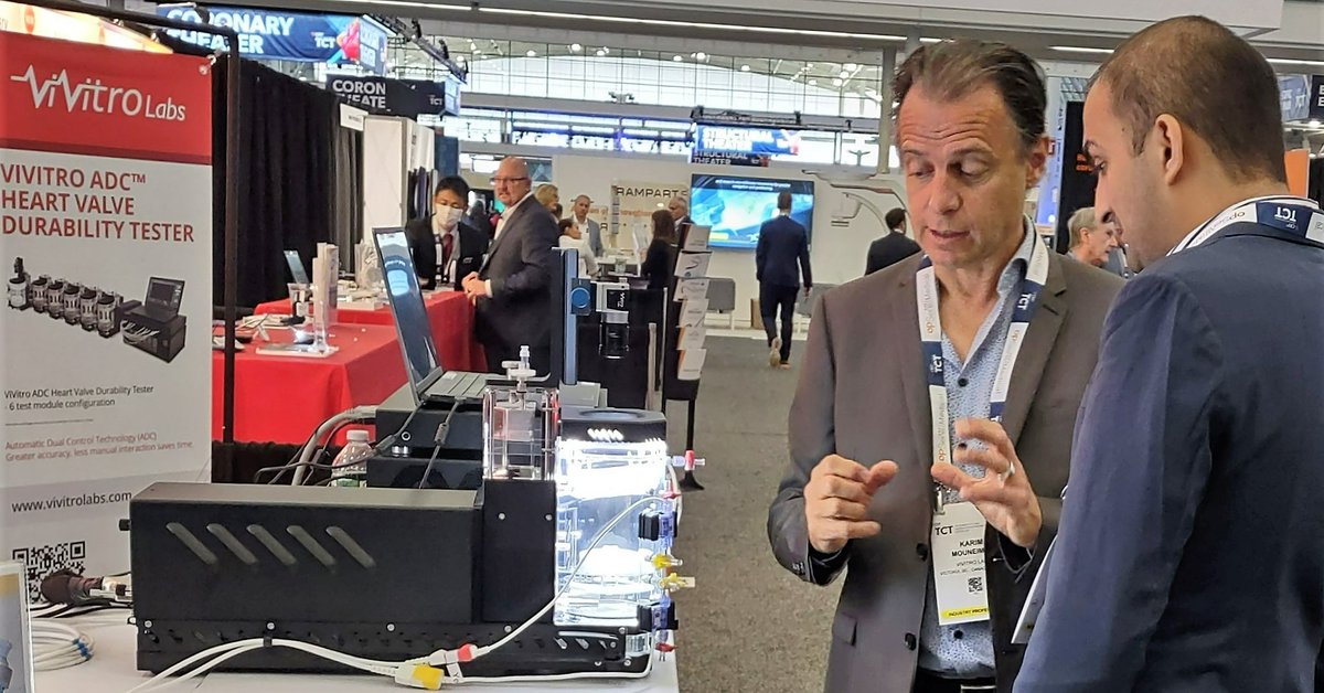 ViVitroLabs's tweet photo. Today, stop by booth 542 at #TCT2022 to see the new ViVitro Labs Heart Valve Durability Tester with ADC™ technology and learn about our cardiovascular device engineering services and equipment. #durabilitytester #cardiovasculartesting #vivitrolabs https://t.co/7jwH2EyDGu