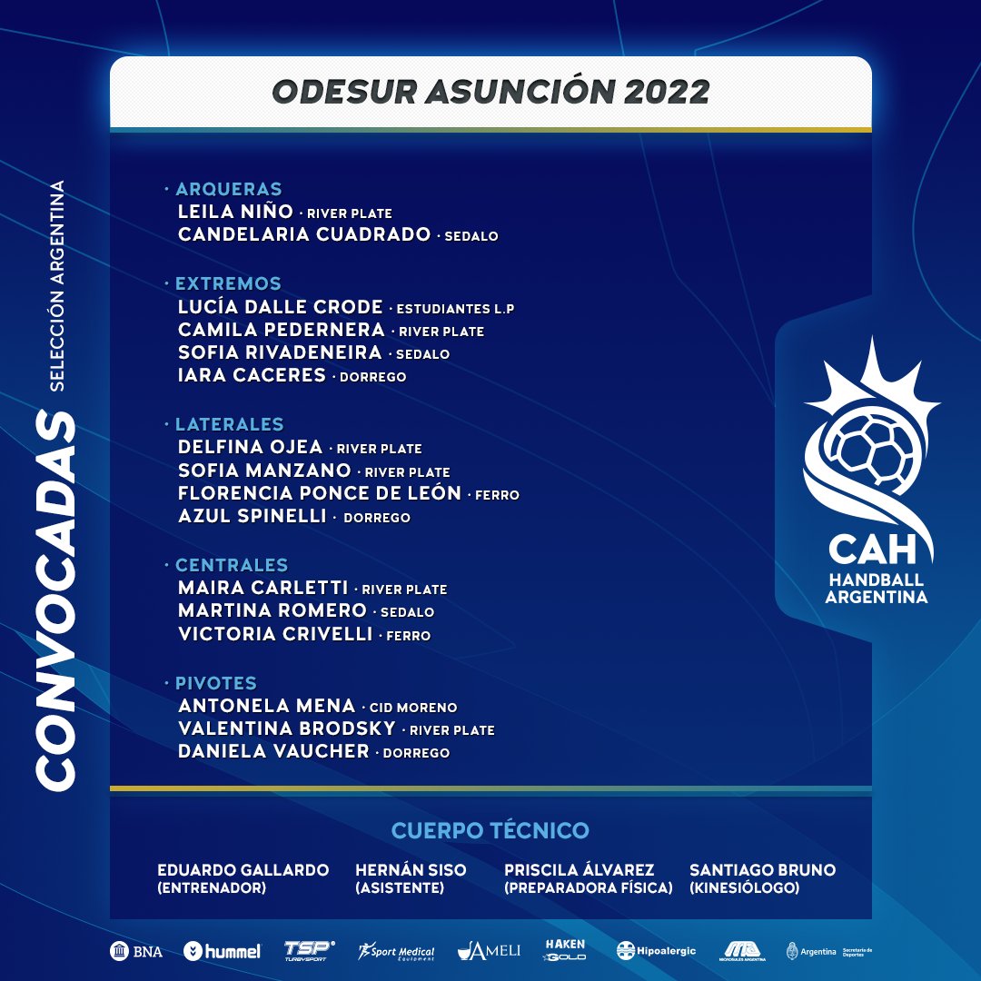 JavierSallustro's tweet photo. #Balonmano #Selecciones 
Se dieron conocer las listas de Argentina para afrontar los Juegos @asu2022oficial donde está la jugadora Mendocina @Sofiamanzano04
La Garra ya tiene su plaza para el Panamericano Santiago 2023
Los Gladiadores buscarán su lugar en este Torneo. https://t.co/nRGghnYxki