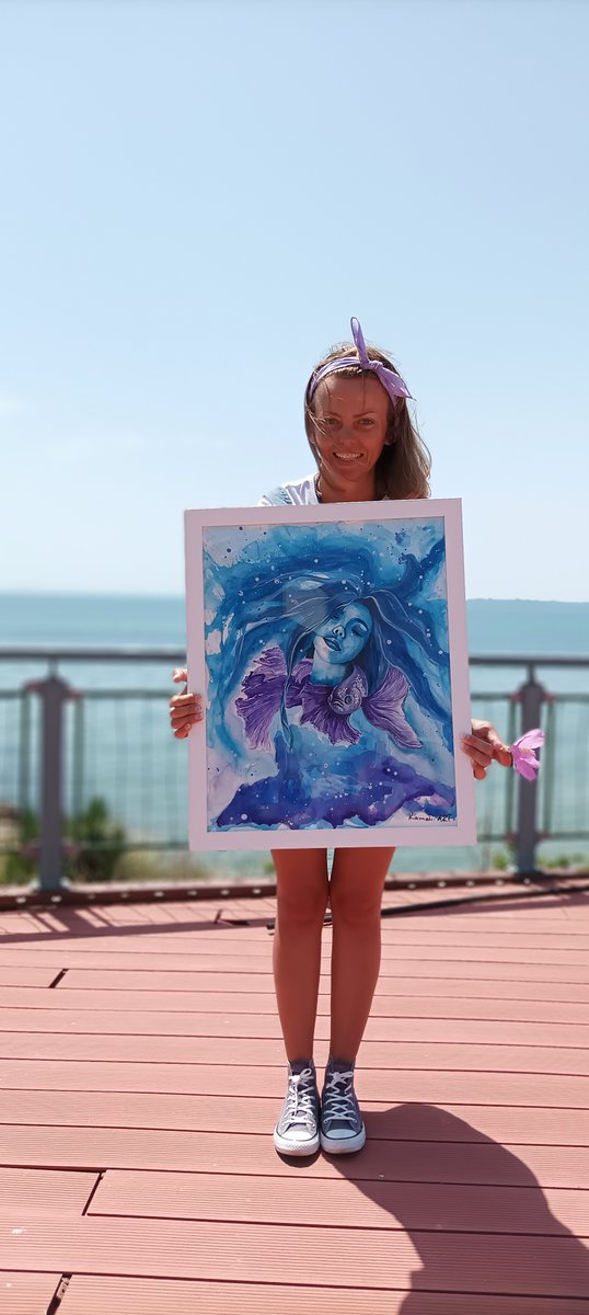 “July Morning“☀️
Dress up with your painting!
Original AVAILABLE!
#art #artgallery #artnews #artinfo #painting #watercolor #watercolorpainting  #artists #ArtistOnTwitter #Sellingcontent #portrait #portraitart #portraits #artforsale #buyingcontent #sellingcontent #selling #sellart