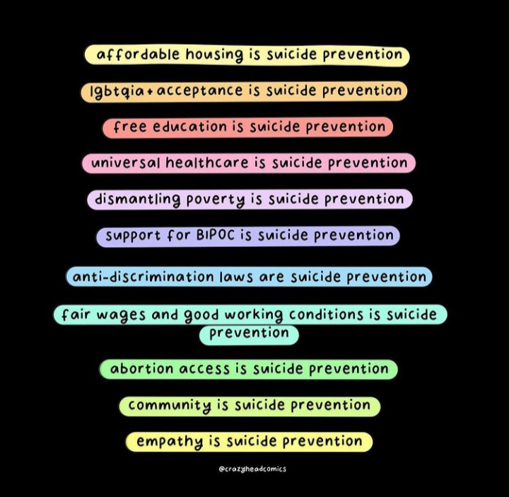 There are so many ways to create a world more free from suicide 

We all have a role to play 

🎨 by crazyheadcomics