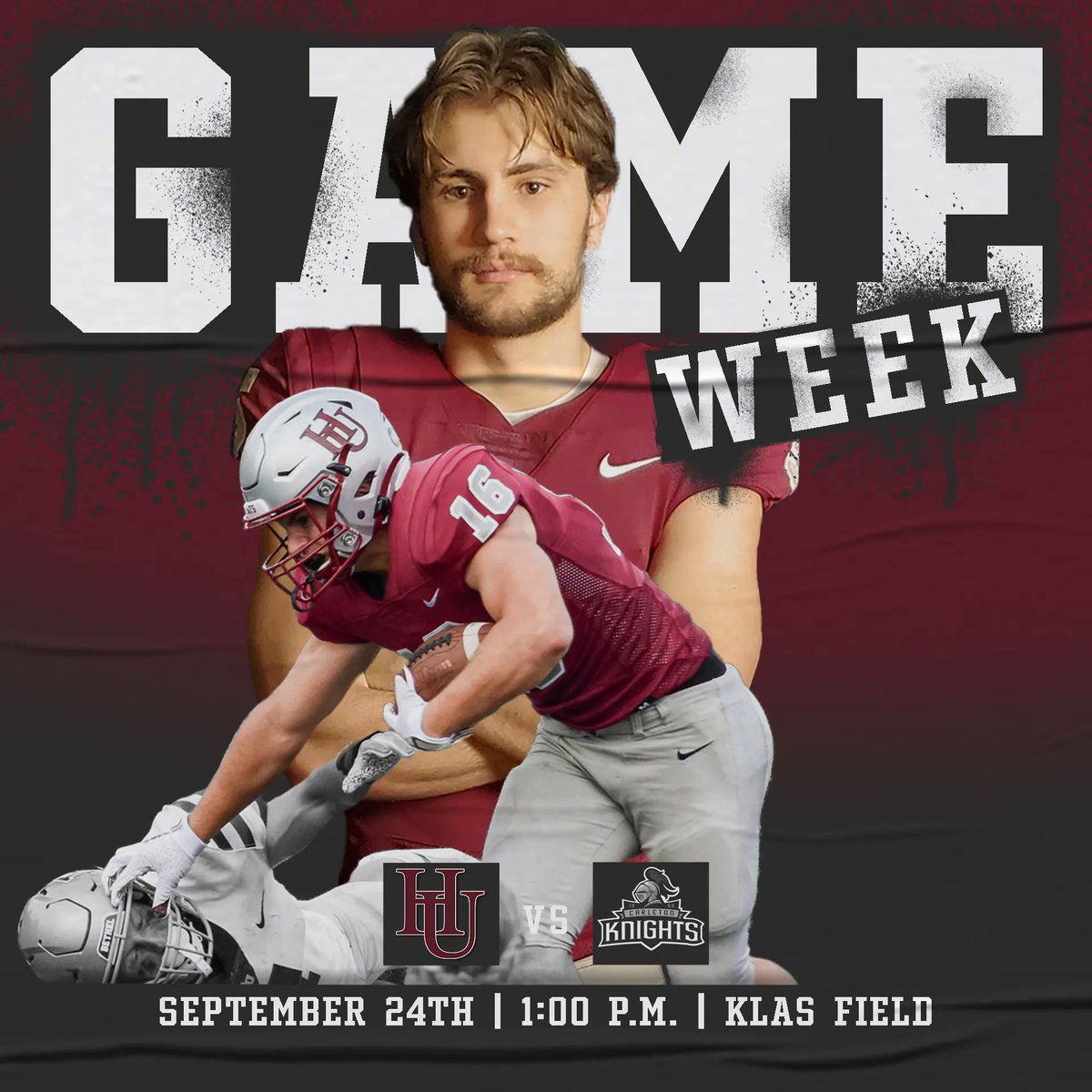 Homecoming Week!
3️⃣🏈 Hamline University Vs. Carleton College
📆 - Saturday, September 24th, 2022
🕐 - 1:00 p.m. CST
📍 - Klas Field 🏠
📺 - buff.ly/3d2tybF 

#ATS #goHU #TEAM140