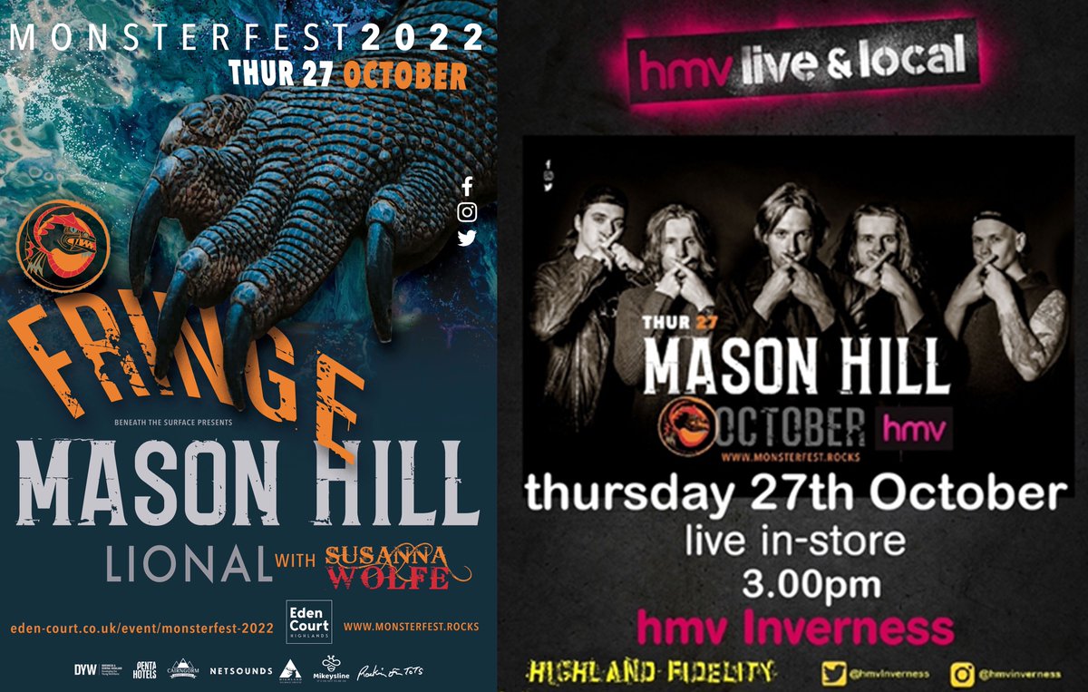 @MasonHillBand are without doubt one of Scotland's rising stars. This October they return to @monsterfest2022 to headline our Fringe. It won't be long before they are on a much larger stage and you may not get the chance to enjoy this far North! eden-court.co.uk/event/monsterf…