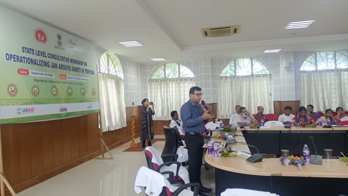 NtepTripura's tweet photo. Workshop on "Jan Arogya Samiti" held today, chaired by Hon'ble Mayor,AMC in presence of Hon'ble MLAs, BAC Chairpersons, Secretary (H&amp;FW), MD,NHM, Chief of Party-NISHTHA &amp; dignitaries. MD-NHM also requested to the Hon'ble Public representatives for registering as Ni-kshay Mitra. https://t.co/eNBFcCh1Hw
