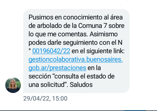 noeaa's tweet photo. @bacomuna7 @horaciorlarreta @federicobouzas @claramuzzio 5 meses del último reclamo para que  poden 3 ramas que tapan luminarias. (Paez entre Terrada y Nazca) https://t.co/HMF9UWfgyU