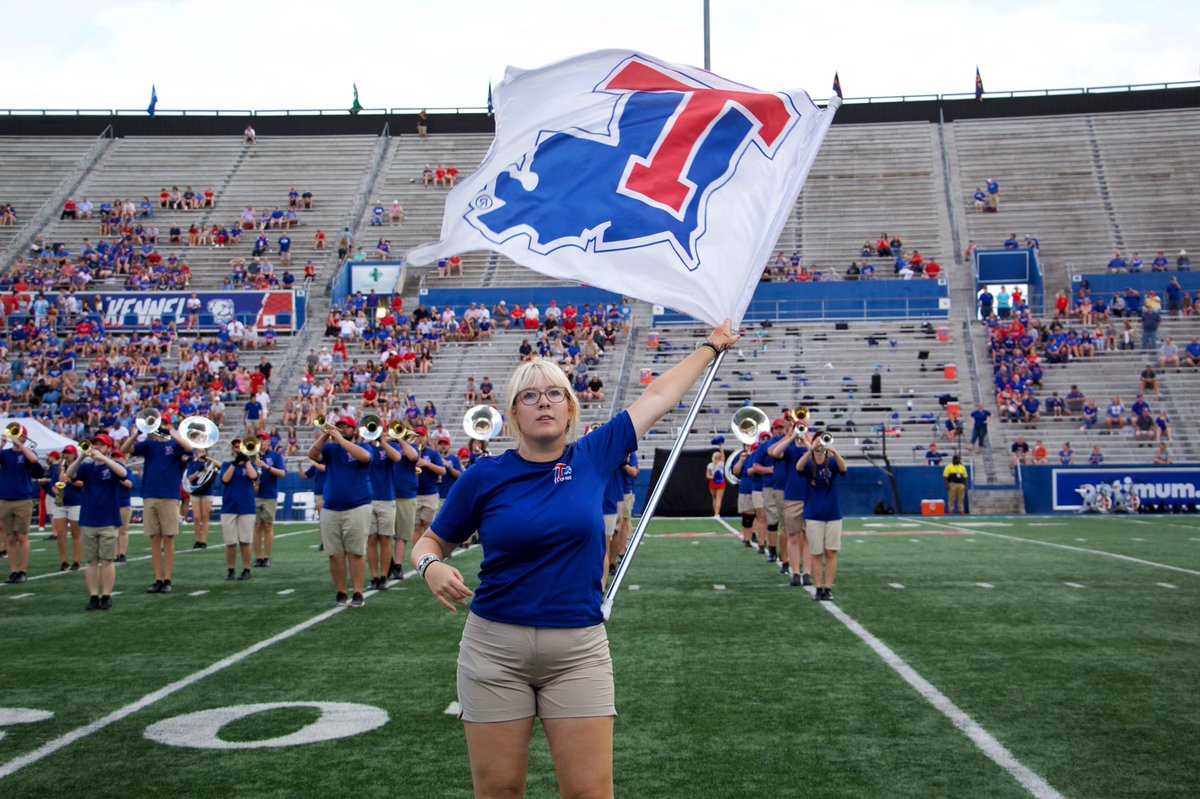 LATechBands's tweet photo. Guess who is going to the University of South Alabama this weekend? 🔴The Band of Pride!🔵 #godogs https://t.co/Ix3bzhctpL