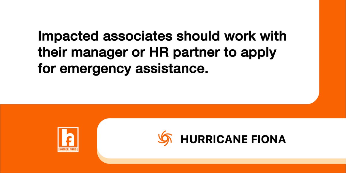 We are sending support to every associate impacted by Hurricane #Fiona and have opened an emergency link for associates who have been displaced by the storm.