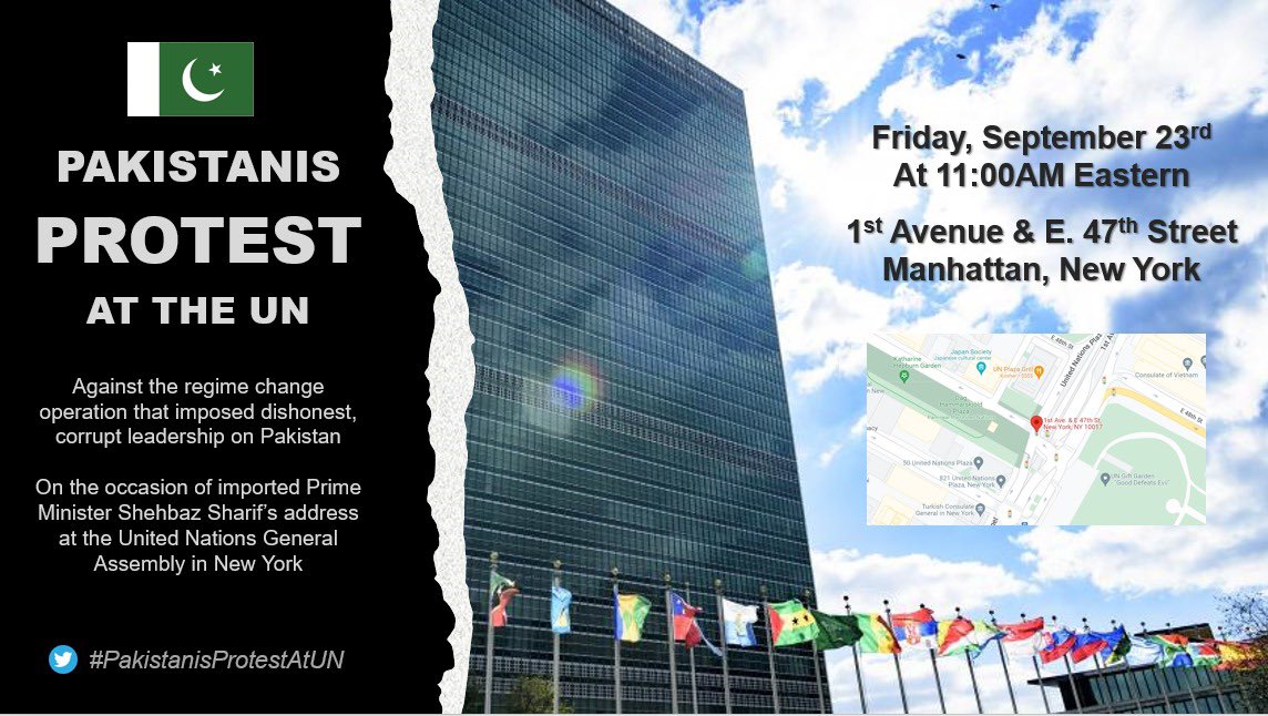 Scarl3tSapphir3's tweet photo. @CMShehbaz is NOT our elected representative. He does not speak for Pakistanis. We do not accept him representing us on any international forum. Namanzoor Namanzoor! We resist ✊🏽✊🏽

#PakistanisProtestAtUN
#امپورٹڈ_حکومت_نامنظور https://t.co/KtgTRukikY