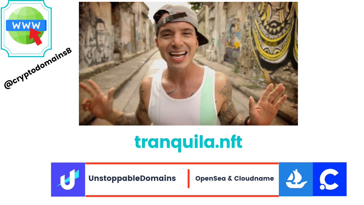 📌 tranquila.nft 🎮 For Sale! 

🧭 OpenSea &amp; Cloudname

🔎 opensea.io/assets/matic/0…

🔎 cloudname.com/marketplace/de…

#Bitcoin #Ethereum #web3 #NFT #blockchain #tranquila #jbalvin #unstoppabledomains #UDfam $ENS #opensea #cloudname