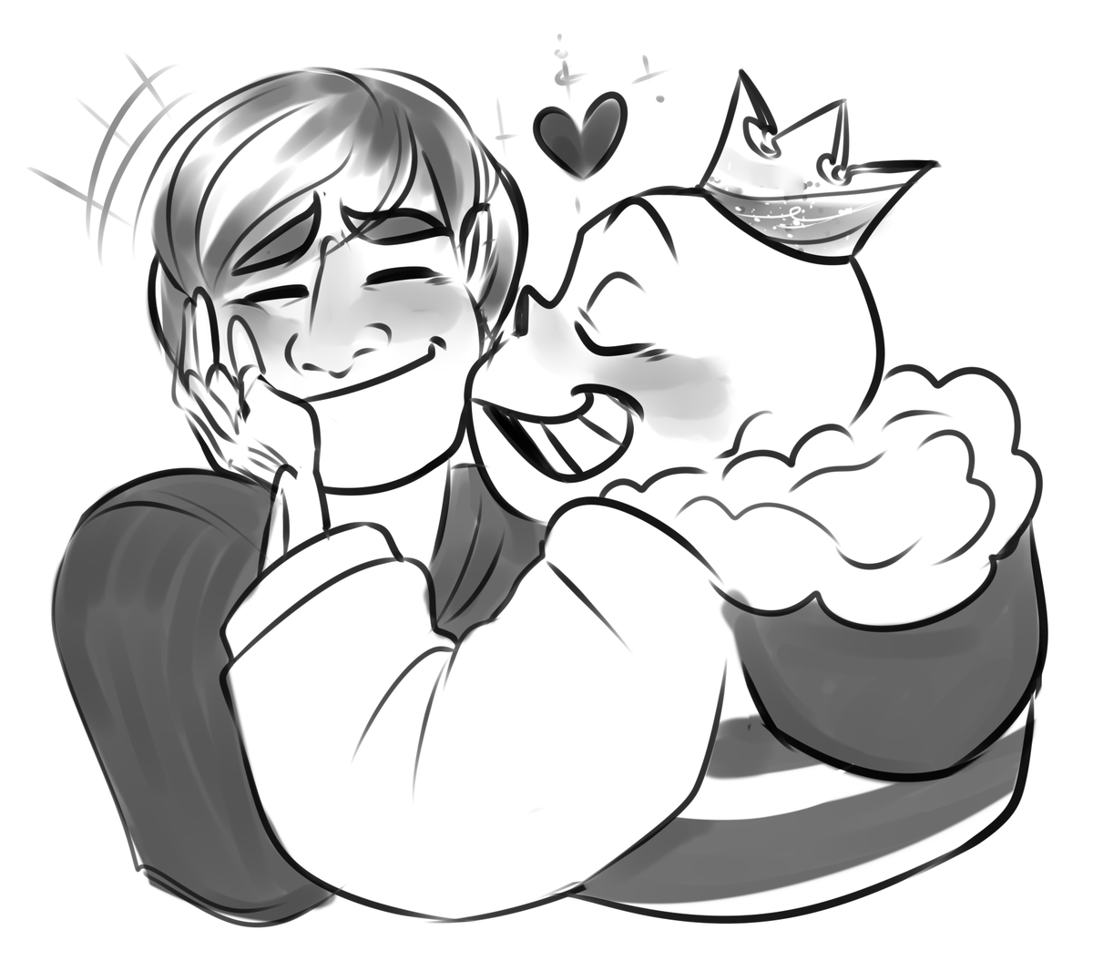 Commission for @stardewnoodles of OT!Sans givin a lil boney smooch  🫶

Thank you for commissioning! 😙✌️🏿✨ 