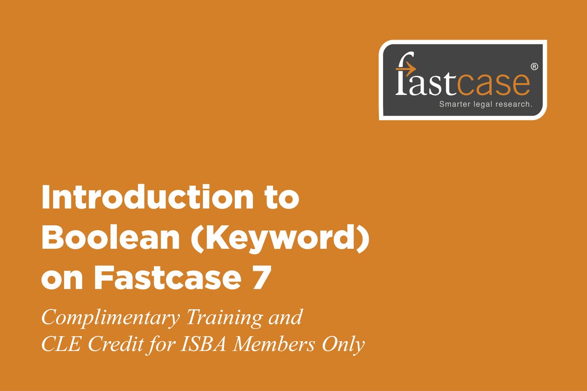 ISBAlawyer's tweet image. New to #Boolean searches? Want to be more efficient using Boolean logic on any legal search engine? Register for 9/22’s @fastcase webcast (12-1pm). Topics: #Fastcase basics; operators to narrow or expand search; Forcite to enhance results; &amp;amp; more.

isba.org/cle/2022/09/bo…