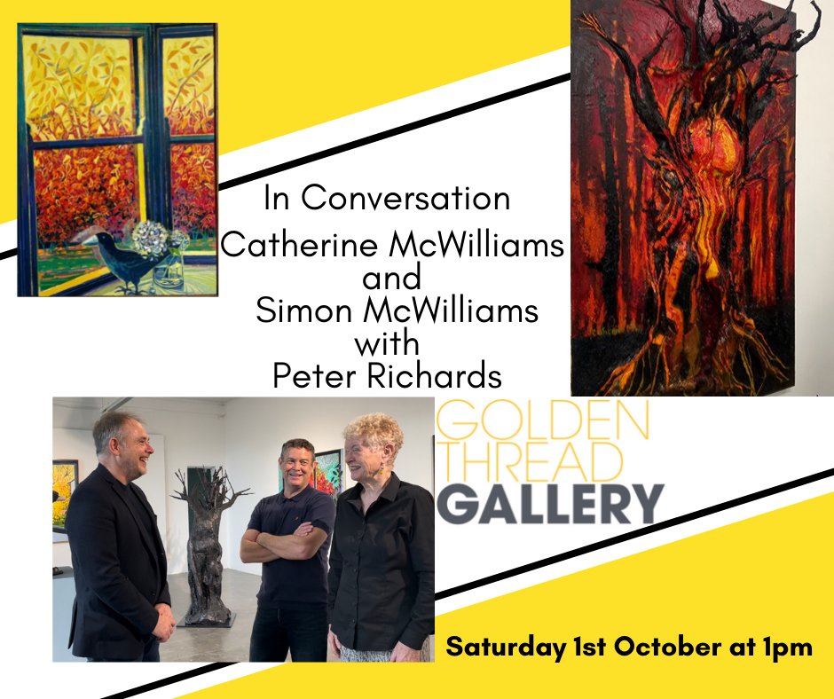 ⭐️Artist Talk Saturday 1st October at 1pm⭐️
We're delighted to be hosting @simonmcwillams &amp; #catherinemcwilliams in conversation with GTG Director @studiorichards as part of their exhibition ‘Root and Branch’. #artisttalk #visualartbelfast #thingstodoinbelfast