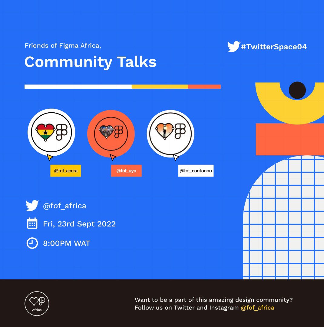 Do you want to know more about the African Friends of Figma communities and what they have upcoming? Join us on Friday 👀 

twitter.com/i/spaces/1RDxl…

#fofaccra 
#fofafrica 
#friendsoffigma