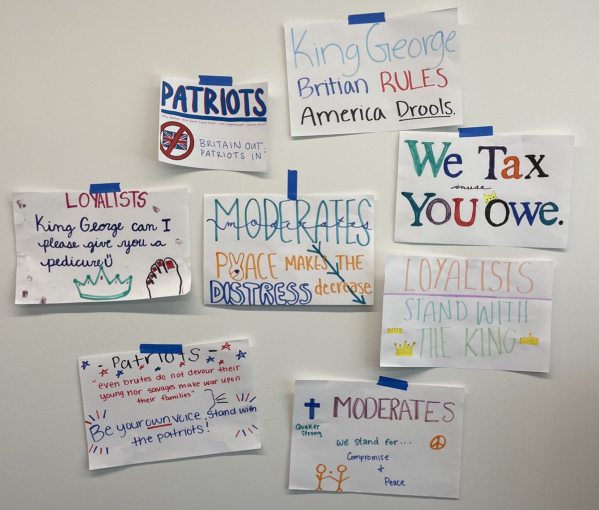 CaitlinRathe's tweet photo. Today in U.S. history - were the North American colonists justified in rebelling against King George? From 4 perspectives. My favorite tagline of moderates #QuakerStrong #SSChat #historyteacher #ushistory https://t.co/pC9Szzcv4P