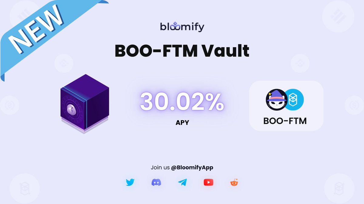 BloomifyApp's tweet photo. This #FTM vault earns an impressive 30% APY on your $BOO - $FTM. Simply stake and let our fully automated vault do the work.

Check it out here: https://t.co/y4kDCoIryW

 #Fantom #Yieldoptimizer #Bloomify https://t.co/fSVFfcRwyB