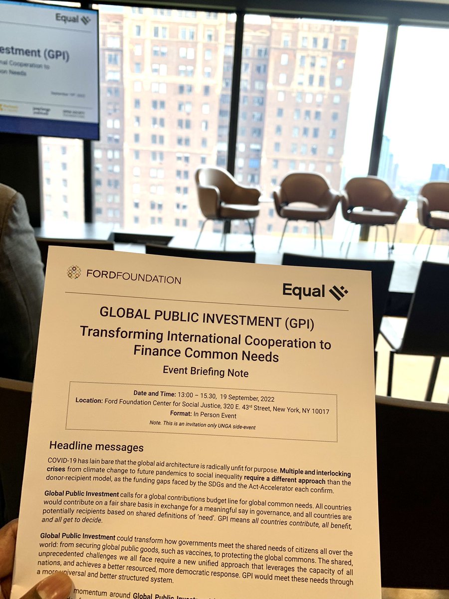 Transforming International Cooperation to Finance Common Needs. 

#GlobalPublicInvestment could transform how governments meet the shared needs of citizens all over the world to protect the global common. 
#UNGA 
@GlobalPubInvt @UN_PGA @POTUS