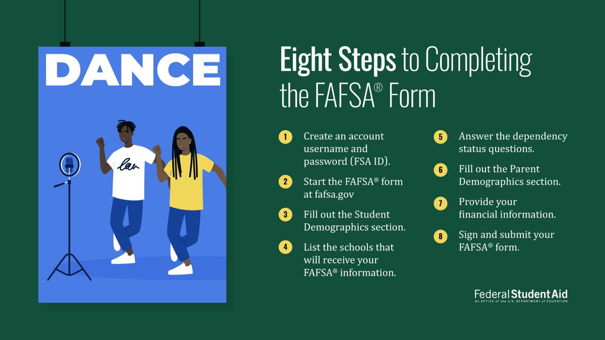 Ready to show off your moves? 🕺 We’re breaking down the steps to filling out the FAFSA® form. studentaid.gov/articles/steps…
