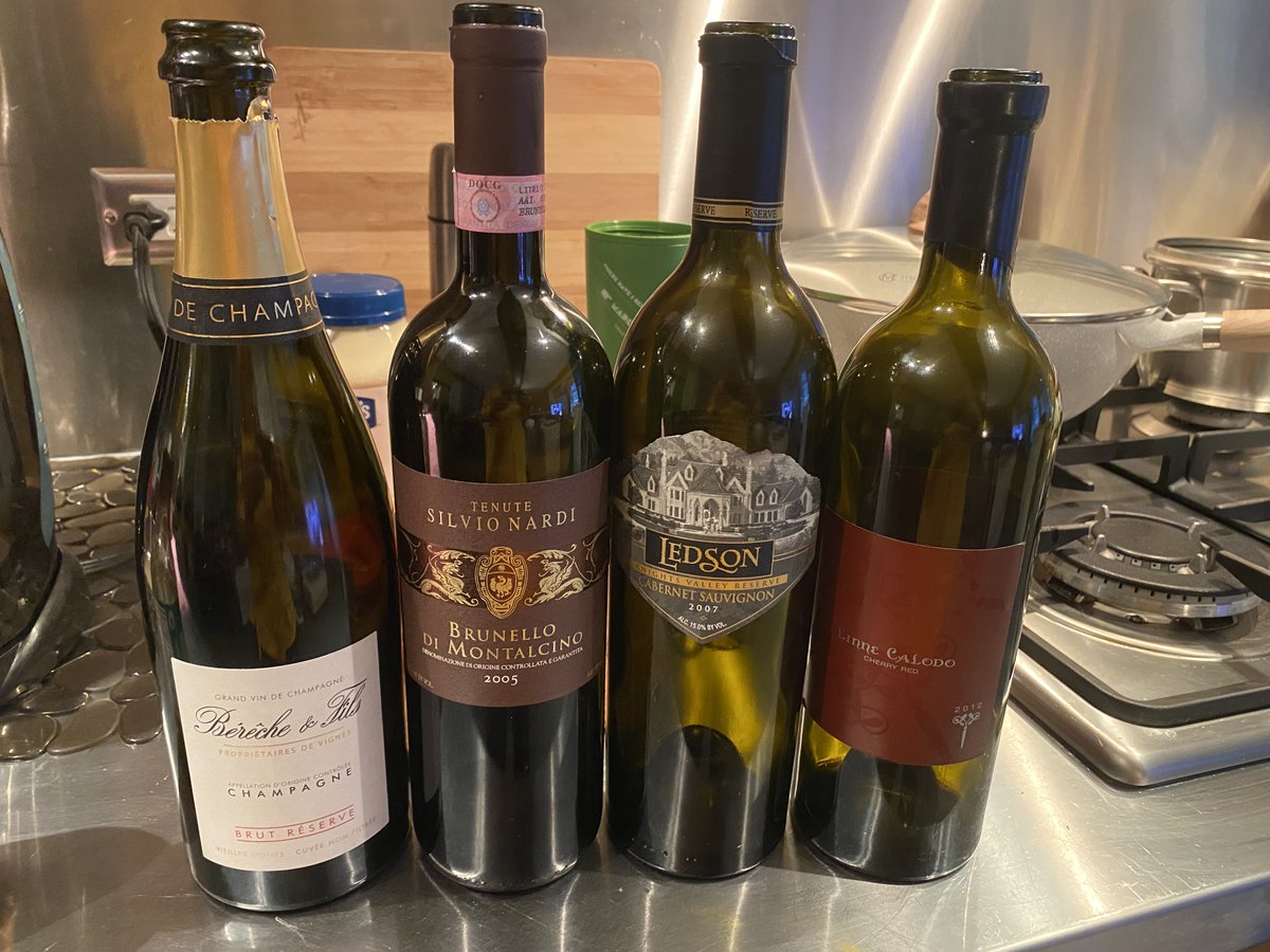 SteveKubota's tweet photo. @SashaEats @napa_wineguy @magee333 @CLEWineGuy @VinoSocialNancy @KellyMitchell @DivaVinophile @SideHustleWino @Friscokid49 @TasteandSavor Very nice, Sasha. About last night. Sunday funday here. #Bereche #champagne, 2005 #Brunello 2007 #Sonoma Cab Sauv and 2012 #PasoRobles #PasoBlend #ZinMouvedreSyrah #zintastic https://t.co/8qtcLGPJAq